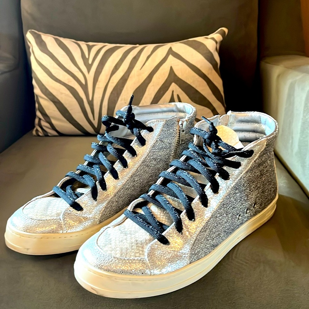 Metallic high top sneakers